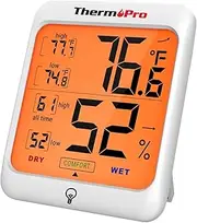 ThermoPro TP53 Hygrometer Humidity Gauge Indicator Digital Indoor Thermometer Room Temperature and Humidity Monitor with Touch Backlight