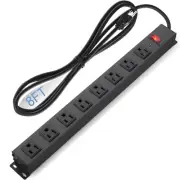 8 Outlet Power Strip Surge Protector, 8 Feet Metal Power Strip Heavy Duty wit...