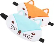 WEKAMOS 2Pcs Cute Cartoon Fox Sleep Mask Comfortable Eye Mask for Soft Supple Design for Travel Home Use for Blocking Light and Restful Sleep