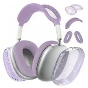 For Apple AirPods Max Headphones Protective Case Clear Silicone Ear Pad Sleeves Full Set Covers-Purple