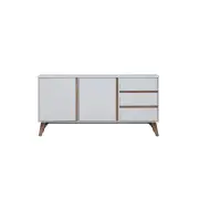 Design Square Sanford Buffet Unit Sideboard Storage Cabient W/ 2-Doors 3-Drawers - White/Oak