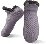 [ZEOXUER] Stopper Socks Winter - Warm Hut Socks - Non-Slip Slippers Socks - Winter Socks - Men Women - 1 Pair, Style A Gray, L