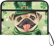 YMXFXP Pugdog St Patricks Expandable Filing Folder, 13-Pocket Funny Cute Design with Sticky Labels, A4 Letter Size Document Organizer for Office, School, Boys, Girls