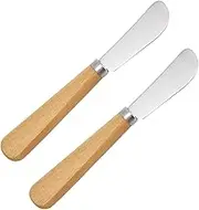 LacusMare Butter Knives Set of 2, Wood Handle, Durable Stainless Steel Blade, Butter Knife for Smooth Spreading Butter Cream Cheese Jam, Ideal for Bagels, Sandwiches, Butter Knife Spreader 7 Inches