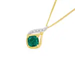 9ct Gold Created Emerald & Diamonds Slider Pendant in Green