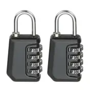 2 Pcs Combination Lock 4 Digit Locker Locks for Luggage Gym File Cabinet Black