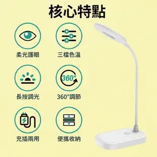 【利百代】宿舍好物 充電式LED檯燈 桌燈 led 書桌燈 護眼檯燈 環形檯燈USB摺疊護眼檯燈 插電款 LY-01D