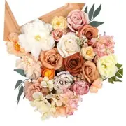 Artificial Flowers Combo Silk Mix Peony Rose Hydrangea Fake Flowers Champagne