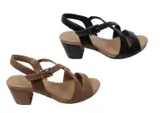 Womens Usaflex Cassandra Comfortable Leather Mid Heel Sandals - ModeShoesAU