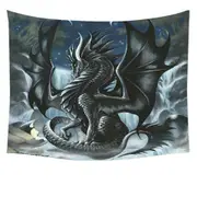 Waterfall Obsidian Black Dragon Tapestry