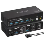 8K HDMI KVM Switch 2 Monitors 2 Computers Support 8K 60Hz 4K 120Hz KVM Switch...
