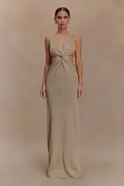Gracelyn Twisted Metallic Knit Maxi Dress - Gold