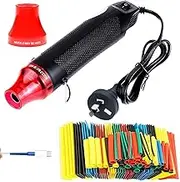 Mini Heat Gun, Heat Shrink Tubing Kit, 300W 220V Portable Epoxy Resin Hot Air Gun with 85CM Power Cord for DIY Embossing Drying Paint Crafts + 164 Pcs Heat Shrink Wrap Tube 2:1 (Black)