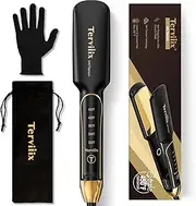 Terviiix Titanium Flat Iron Hair Straightener - ARC Non-Snagging for Smooth, One-Swipe Results, Salon-Grade Wide 1-3/4 Inch Straightening Iron Saves Time on Thick, Curly, Black & Natural Hair, Gold
