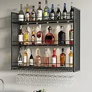 PP-Kic Commercial Wall Wine Cabinet, Wall Mounted Wine Bottle Rack, Wine Rack, Vintage Metal Wine Rack, Home Bar Wine Rack Display, Large Capacity,60 * 25 * 91cm