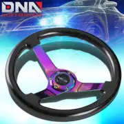 NRG 350MM 3"DEEP DISH BRIGHT SPARKLE BLACK WOOD STEERING WHEEL NEO CHROME CENTER