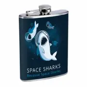 Space Sharks Em1 Flask 8oz Stainless Steel Hip Drinking Whiskey
