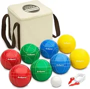 GoSports Backyard Bocce Sets with 8 Balls, Pallino, Case and Measuring Rope - Choose Between Classic Resin, Soft and Light Up LED Sets
