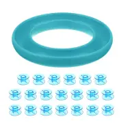 Silicone Bobbin Ring Holder and 20 Plastic Bobbins Set, Light Blue