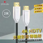 4K HDTV光纖影音傳輸線 2米 適用HDMI線接口之設備 光速傳輸 超清畫質 高刷新率 適用PS4/XBOX