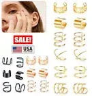 12Pcs No Piercing Stainless Steel Ear Cuff Helix Cartilage Clip On Wrap Earrings