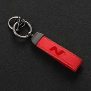 Fashion Leather Keychain Car Styling Key Ring For Hyundai N LINE i30 i20 Sonata Accent Tucson Elantra Veloster Kona Tucson Azera red