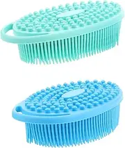 Healeved Silicone Body Scrubber Scalp Massager 2pcs Exfoliating Brush Set for Shower Bath