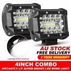 Pair 200W 4" inch Work Lights Spot Flood LED Light Bar Reverse 4WD 12V 24V