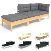 Solid Wood Pine Garden Lounge Set 3 Piece with Cushions Multi Colours vidaXL