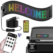Qivine Programmable LED Sign, Car LED Sign, USB 5V, Flexible LED Screen, Bluetooth App Control with Custom Scroll Text and Animation LED Matrix Panel for