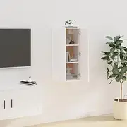 Wall Mounted TV Cabinet White 40x34.5x80 cm,TV mounts & TV Units 17.74KG-816672