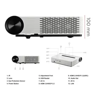 【ViewSonic 優派】X2000L-4K 4K HDR 超短焦智慧雷射電視投影機 (2000流明)