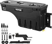VEVOR Truck Bed Storage Box, Lockable Swing Case with Password Padlock, 6.6 Gal/25 L ABS Wheel Well Tool Box, Waterproof and Durable, Compatible with Ford F-150 2015-2021, Passenger Side