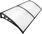 Instahut Window Awning PC Panel with Black Bracket Outdoor Door Canopy Sun Shade Shelter, Patio Terrace Garden Baconly Porch Shield Rain Snow Eaves Cover Protector, 1mx2.4m DIY