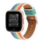 For Fitbit Versa Lite Edition Leather Watch Band Strap Wrist Band Rainbow