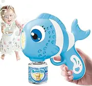 Outdoor Bubble Machine | Automatic Bubble Blower with Fun Fish Design | Portable Soap Dispenser with 16 Holes Blowing Toy for Birthday New Year Easter Backyard Girls Kids