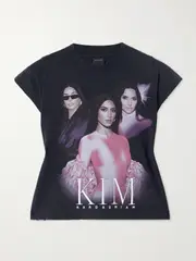 [Balenciaga] Balenciaga - Printed Stretch-cotton Jersey T-shirt - Black - M M Black