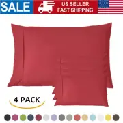 1800 Pillow Case Set Standard Queen King Pillowcase Set of 4 Pillowcases Cover