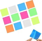 12 Pads Colorful Clear Sticky Notes - 75x75mm Self Adhesive Transparent Notes for Office School Home Use