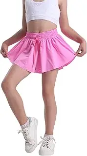 [Maziky] Flowy Shorts Girls Preppy Shorts 2 in 1 Butterfly Running Shorts with Pockets for Dance Gym Sports Playground