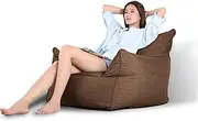 UYSOFRCV Bean bag cover in cotton Linen Adult Highback Beanbag Chair Perfect Lounge or Gaming Chair, Solid Color Simple Design Seat Recliner Indoor Lazy Lounger, with No Filling,Dark brown,90*90*70cm