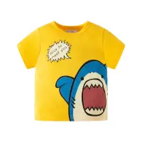 在飛比找蝦皮商城優惠-90-140CM 短袖上衣 童裝夏季韓版新款兒童卡通鯊魚印花