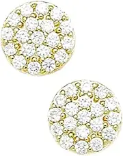 [JewelryWeb] 14k Yellow Gold CZ Simulated Diamond Big Cluster Flower Fancy Post Earrings 11x11mm Stud Earring for Women