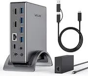 WAVLINK Universal Laptop Docking Station, 10-in-1 4K Display Hub with 100W PD Charging, Dual HDMI Monitor Adapter for M1/M2/M3 MacBook Pro/Air, Surface Pro, Dell XPS, Lenovo Yoga, Thunderbolt 3/4