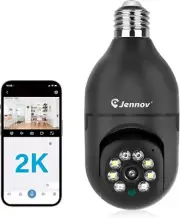 Jennov Light Bulb Security Camera, 360°/2k HD Wireless Camera, 5/2.4Ghz Wi-Fi...