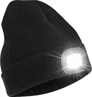 [YMHB] Unisex Beanie Hat with Light, USB Rechargeable Adjustable Brightness LED Headlamp Hat Gifts for Men Dad Father