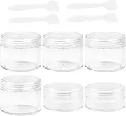 6Pcs Travel Bottles for Toiletries - Mini Clear Containers 10ml 20ml - Leakproof Round Empty Plastic Cosmetic Jars With Lids and Spatulas for Cream Makeup