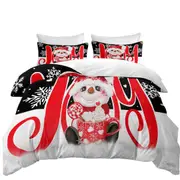 Christmas Joy Snowman Hot Cocoa Mug Quilt Cover