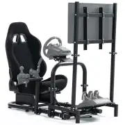 Supllueer Racing Simulator Cockpit Stand with Seat & TV Stand Fits Logitech G920