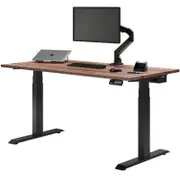 Desky Dual Sit to Stand Walnut Hardwood Desk 1800x750mm Matte Black Frame
